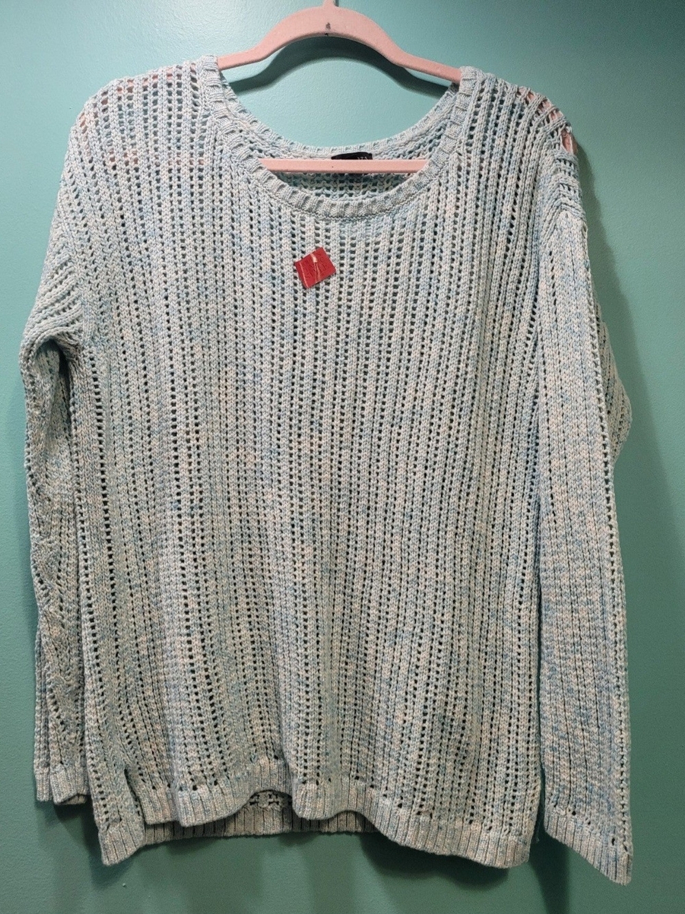 Light Blue Open-Knit Women's Sweater